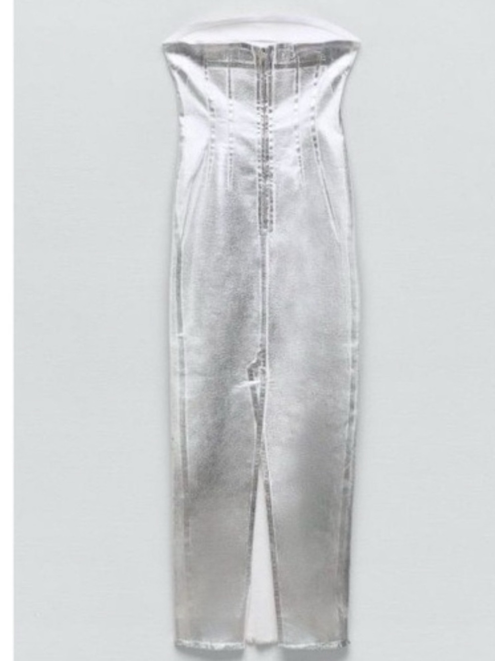 Zara silver denim Strapless Silver Maxi Dress - Elegant Evening Gown photoshoot - Picture 6 of 16